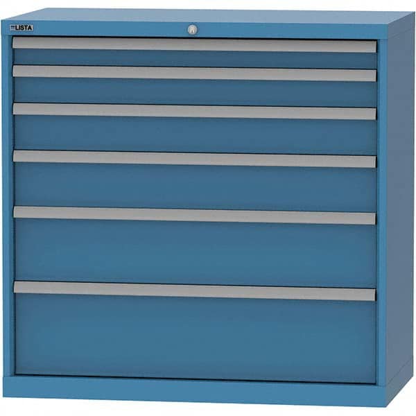 LISTA - 6 Drawer, 84 Compartment Bright Blue Steel Modular Storage Cabinet - Caliber Tooling