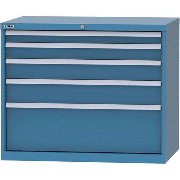 LISTA - 5 Drawer, 99 Compartment Bright Blue Steel Modular Storage Cabinet - Caliber Tooling