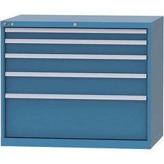 LISTA - 5 Drawer, 99 Compartment Bright Blue Steel Modular Storage Cabinet - Caliber Tooling