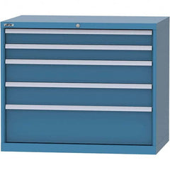 LISTA - 5 Drawer, 99 Compartment Bright Blue Steel Modular Storage Cabinet - Caliber Tooling