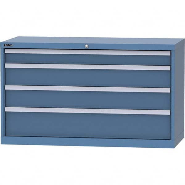 LISTA - 4 Drawer, 99 Compartment Bright Blue Steel Modular Storage Cabinet - Caliber Tooling