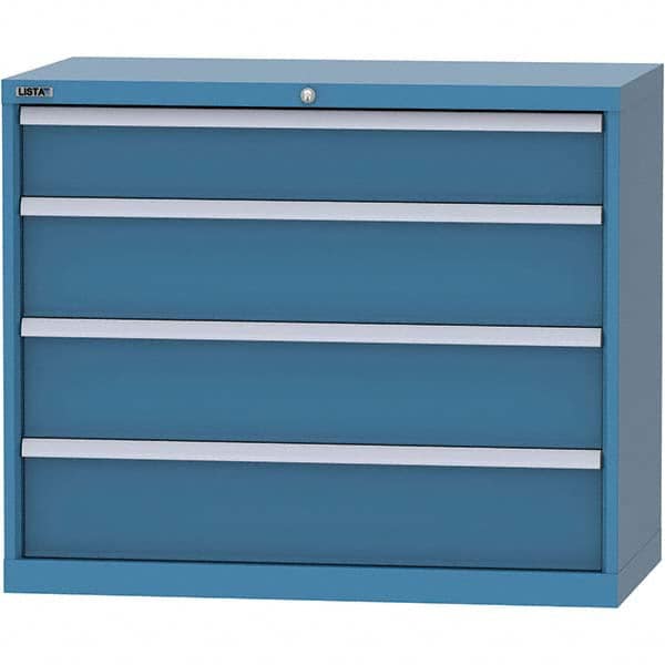 LISTA - 4 Drawer, 84 Compartment Bright Blue Steel Modular Storage Cabinet - Caliber Tooling