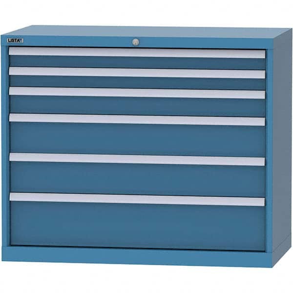 LISTA - 6 Drawer, 84 Compartment Bright Blue Steel Modular Storage Cabinet - Caliber Tooling