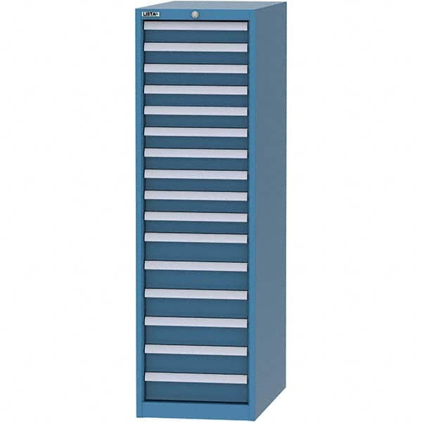 LISTA - 16 Drawer, 45 Compartment Bright Blue Steel Modular Storage Cabinet - Caliber Tooling