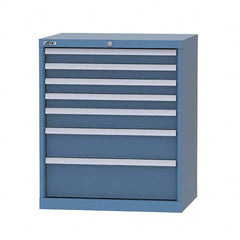 LISTA - 7 Drawer, 124 Compartment Bright Blue Steel Modular Storage Cabinet - Caliber Tooling