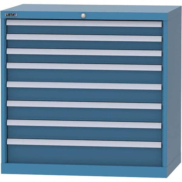 LISTA - 8 Drawer, 84 Compartment Bright Blue Steel Modular Storage Cabinet - Caliber Tooling