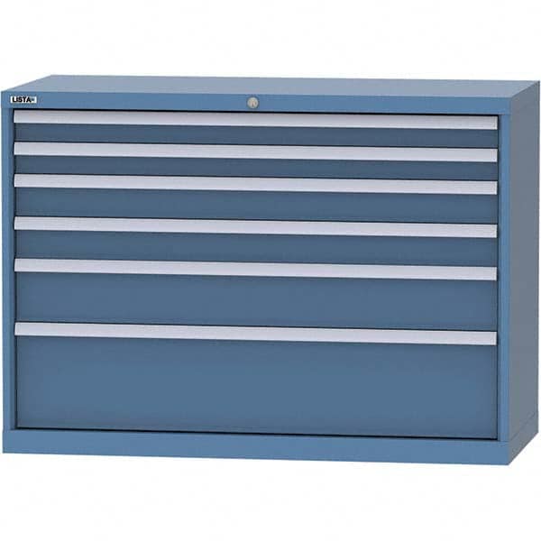 LISTA - 6 Drawer, 99 Compartment Bright Blue Steel Modular Storage Cabinet - Caliber Tooling