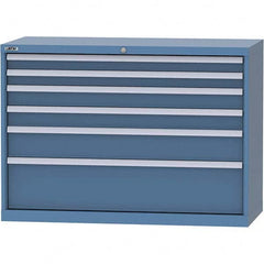 LISTA - 6 Drawer, 99 Compartment Bright Blue Steel Modular Storage Cabinet - Caliber Tooling