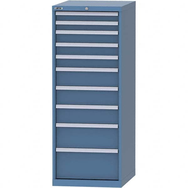 LISTA - 10 Drawer, 99 Compartment Bright Blue Steel Modular Storage Cabinet - Caliber Tooling