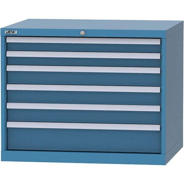 LISTA - 6 Drawer, 84 Compartment Bright Blue Steel Modular Storage Cabinet - Caliber Tooling