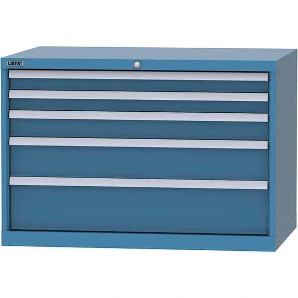 LISTA - 5 Drawer, 84 Compartment Bright Blue Steel Modular Storage Cabinet - Caliber Tooling