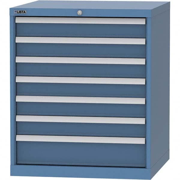 LISTA - 7 Drawer, 45 Compartment Bright Blue Steel Modular Storage Cabinet - Caliber Tooling