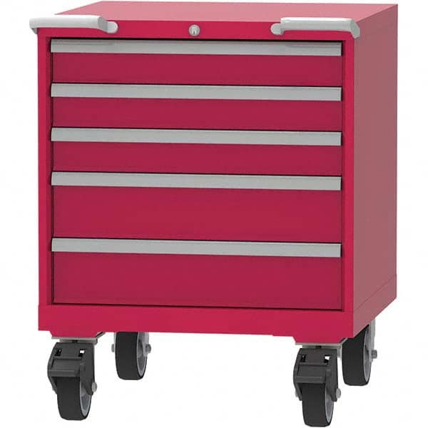 LISTA - 5 Drawer, 45 Compartment Red Steel Modular Storage Cabinet - Caliber Tooling