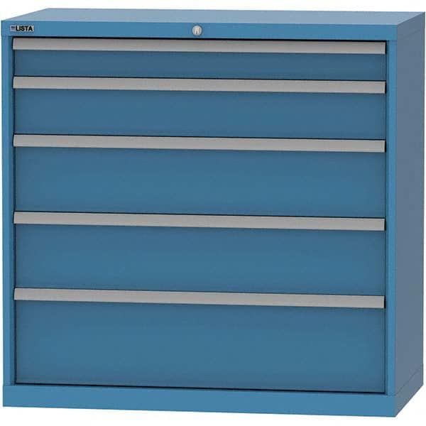 LISTA - 5 Drawer, 84 Compartment Bright Blue Steel Modular Storage Cabinet - Caliber Tooling