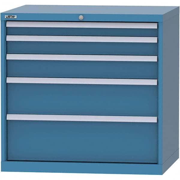 LISTA - 5 Drawer, 84 Compartment Bright Blue Steel Modular Storage Cabinet - Caliber Tooling