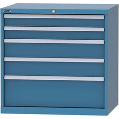 LISTA - 5 Drawer, 84 Compartment Bright Blue Steel Modular Storage Cabinet - Caliber Tooling