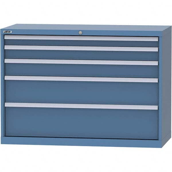 LISTA - 5 Drawer, 99 Compartment Bright Blue Steel Modular Storage Cabinet - Caliber Tooling