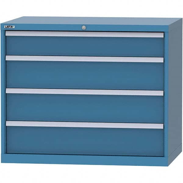 LISTA - 4 Drawer, 99 Compartment Bright Blue Steel Modular Storage Cabinet - Caliber Tooling