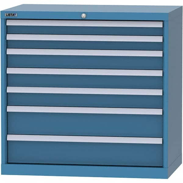 LISTA - 7 Drawer, 84 Compartment Bright Blue Steel Modular Storage Cabinet - Caliber Tooling