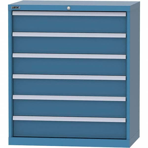 LISTA - 6 Drawer, 84 Compartment Bright Blue Steel Modular Storage Cabinet - Caliber Tooling