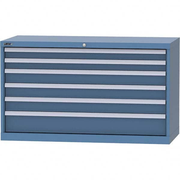 LISTA - 6 Drawer, 99 Compartment Bright Blue Steel Modular Storage Cabinet - Caliber Tooling