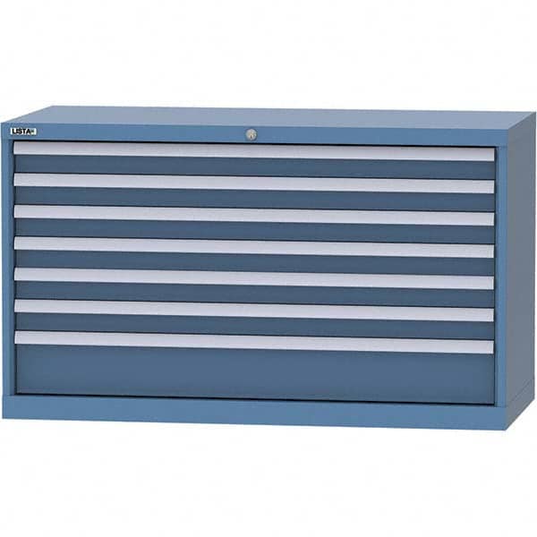 LISTA - 7 Drawer, 99 Compartment Bright Blue Steel Modular Storage Cabinet - Caliber Tooling