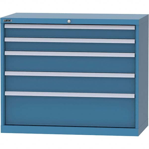 LISTA - 5 Drawer, 84 Compartment Bright Blue Steel Modular Storage Cabinet - Caliber Tooling