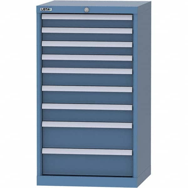 LISTA - 9 Drawer, 84 Compartment Bright Blue Steel Modular Storage Cabinet - Caliber Tooling