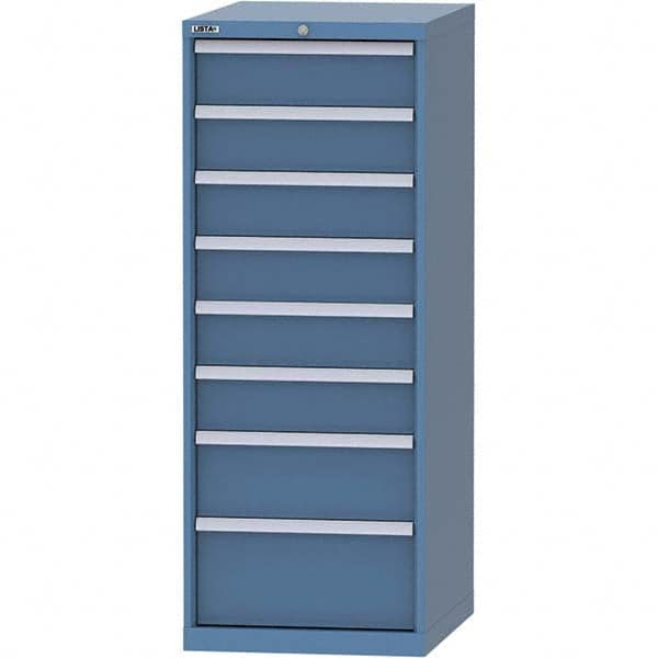 LISTA - 8 Drawer, 99 Compartment Bright Blue Steel Modular Storage Cabinet - Caliber Tooling