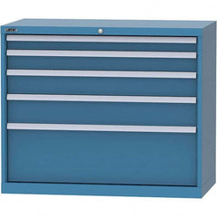 LISTA - 5 Drawer, 84 Compartment Bright Blue Steel Modular Storage Cabinet - Caliber Tooling