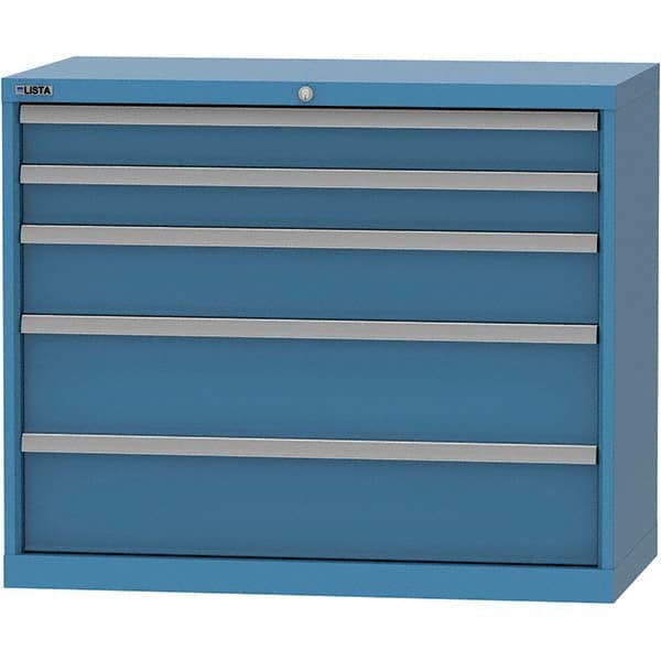 LISTA - 5 Drawer, 84 Compartment Bright Blue Steel Modular Storage Cabinet - Caliber Tooling