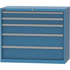 LISTA - 5 Drawer, 84 Compartment Bright Blue Steel Modular Storage Cabinet - Caliber Tooling