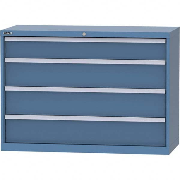 LISTA - 4 Drawer, 99 Compartment Bright Blue Steel Modular Storage Cabinet - Caliber Tooling