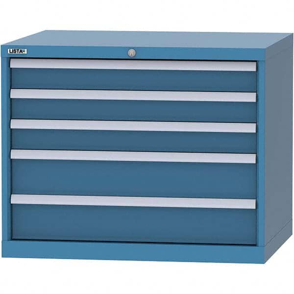 LISTA - 5 Drawer, 84 Compartment Bright Blue Steel Modular Storage Cabinet - Caliber Tooling