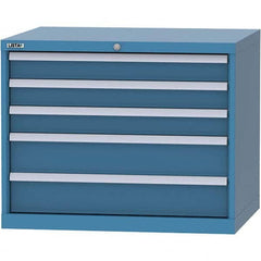 LISTA - 5 Drawer, 84 Compartment Bright Blue Steel Modular Storage Cabinet - Caliber Tooling