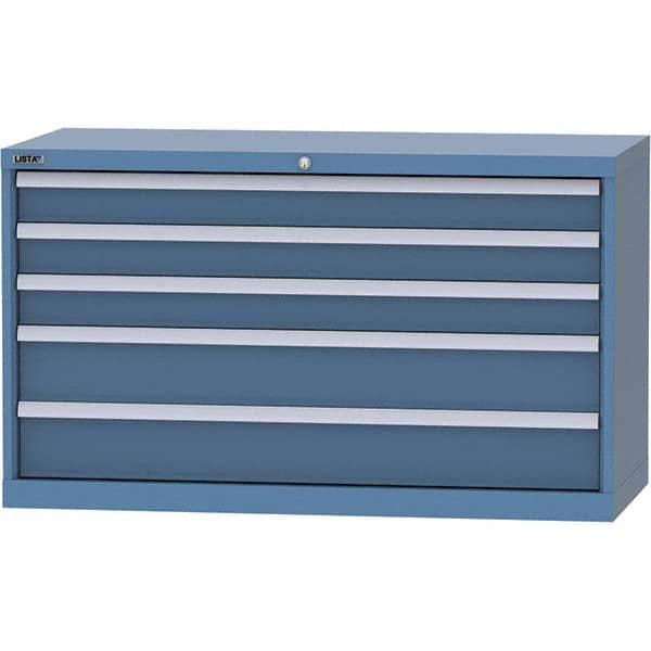 LISTA - 5 Drawer, 99 Compartment Bright Blue Steel Modular Storage Cabinet - Caliber Tooling