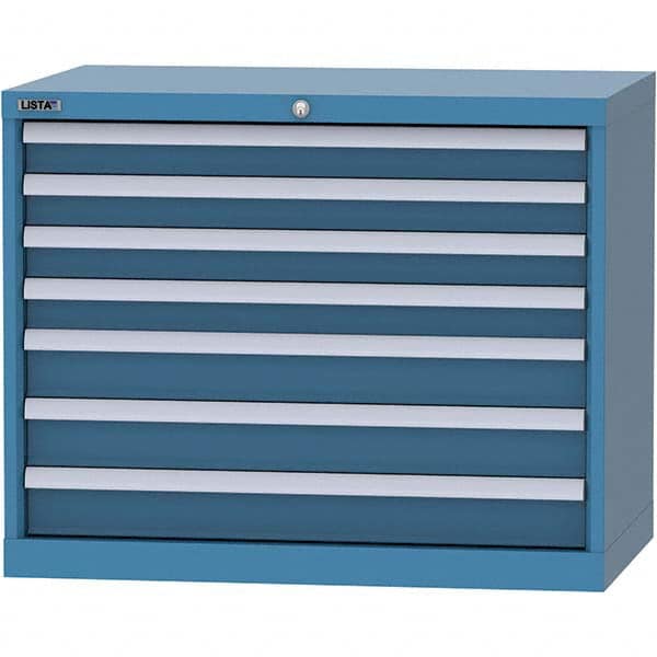 LISTA - 7 Drawer, 84 Compartment Bright Blue Steel Modular Storage Cabinet - Caliber Tooling