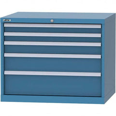 LISTA - 5 Drawer, 84 Compartment Bright Blue Steel Modular Storage Cabinet - Caliber Tooling