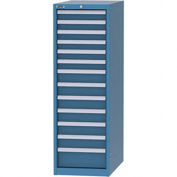 LISTA - 13 Drawer, 45 Compartment Bright Blue Steel Modular Storage Cabinet - Caliber Tooling