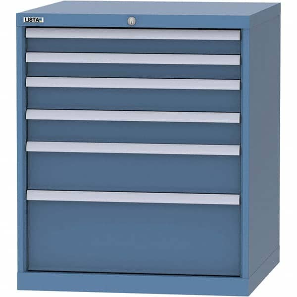 LISTA - 6 Drawer, 45 Compartment Bright Blue Steel Modular Storage Cabinet - Caliber Tooling