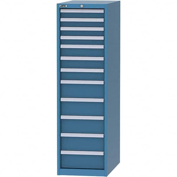 LISTA - 12 Drawer, 45 Compartment Bright Blue Steel Modular Storage Cabinet - Caliber Tooling