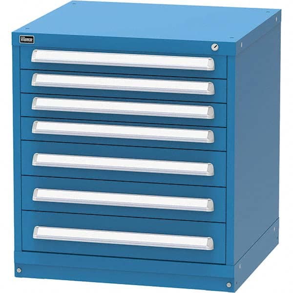 Vidmar - 7 Drawer, 124 Compartment Bright Blue Steel Modular Storage Cabinet - Caliber Tooling