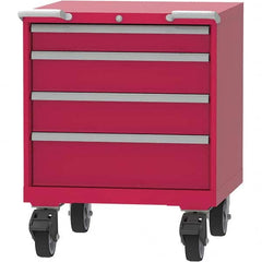 LISTA - 4 Drawer, 45 Compartment Red Steel Modular Storage Cabinet - Caliber Tooling