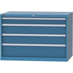 LISTA - 4 Drawer, 84 Compartment Bright Blue Steel Modular Storage Cabinet - Caliber Tooling