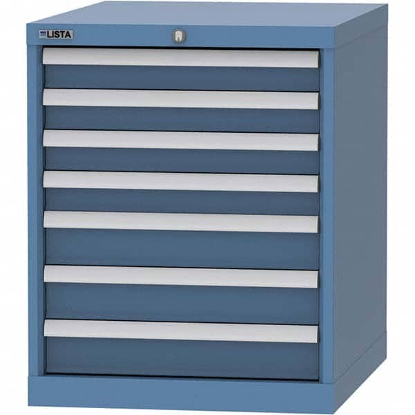 LISTA - 7 Drawer, 99 Compartment Bright Blue Steel Modular Storage Cabinet - Caliber Tooling