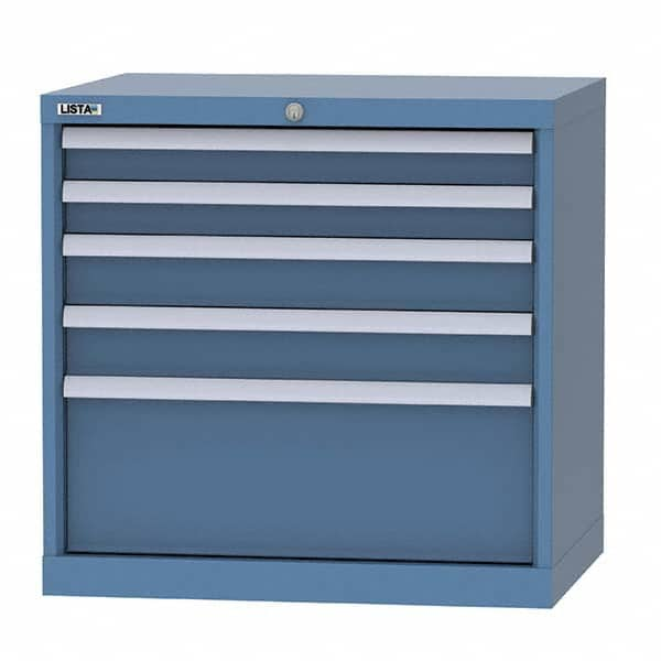 LISTA - 5 Drawer, 124 Compartment Bright Blue Steel Modular Storage Cabinet - Caliber Tooling