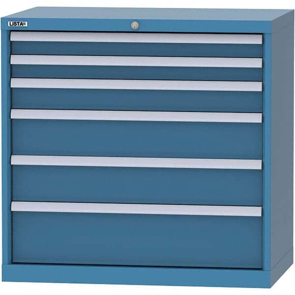 LISTA - 6 Drawer, 84 Compartment Bright Blue Steel Modular Storage Cabinet - Caliber Tooling