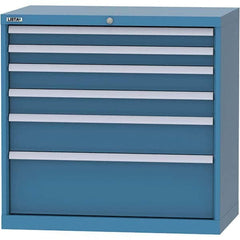 LISTA - 6 Drawer, 84 Compartment Bright Blue Steel Modular Storage Cabinet - Caliber Tooling