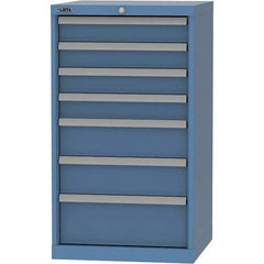 LISTA - 7 Drawer, 84 Compartment Bright Blue Steel Modular Storage Cabinet - Caliber Tooling