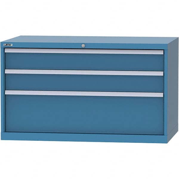 LISTA - 3 Drawer, 99 Compartment Bright Blue Steel Modular Storage Cabinet - Caliber Tooling